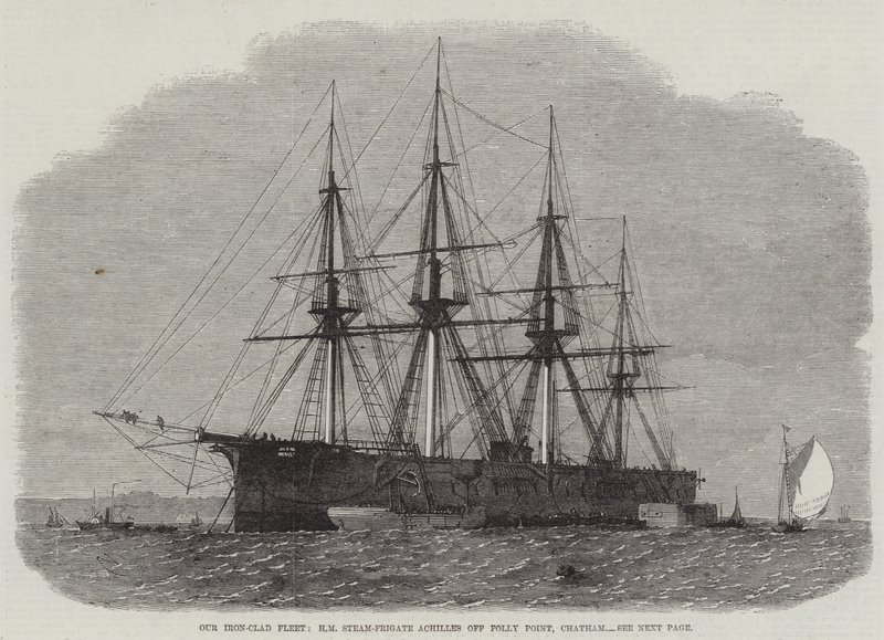 Nuestra Flota Blindada, HM Fragata de Vapor Achilles frente a Folly Point, Chatham de Edwin Weedon