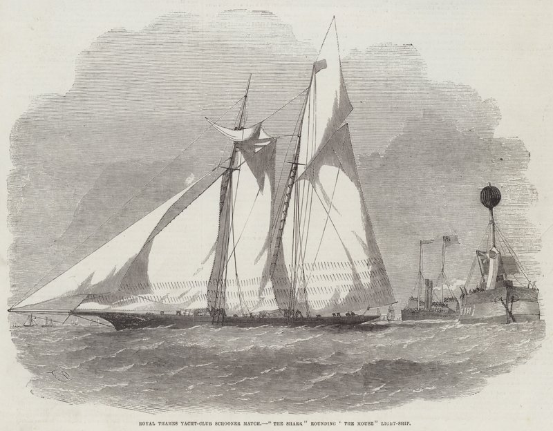 Regata del Royal Thames Yacht-Club, El Tiburón rodeando el faro Mouse de Edwin Weedon