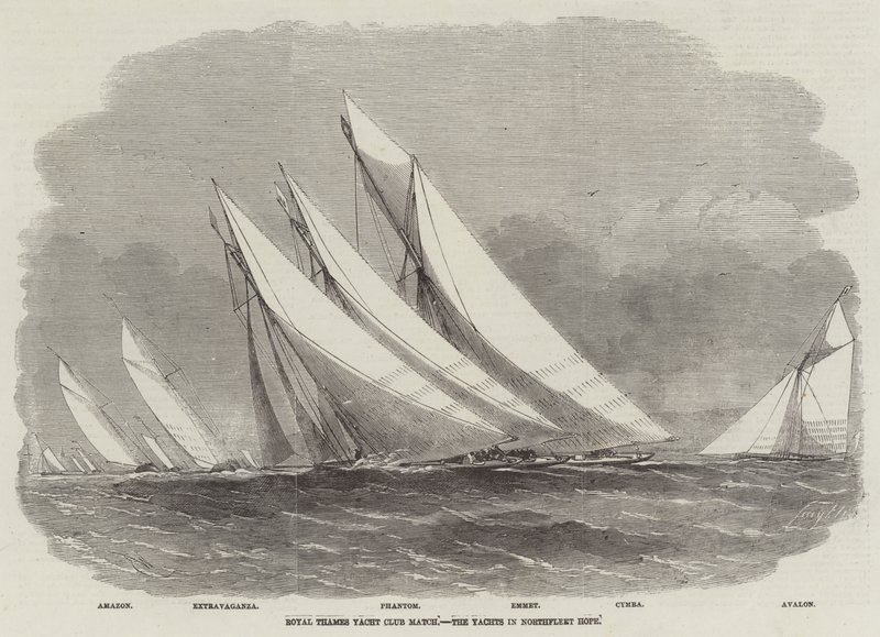 Competencia del Royal Thames Yacht Club, los yates en Northfleet Hope de Edwin Weedon