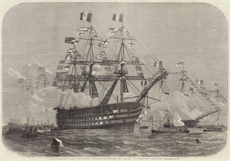 Las fiestas de Cherburgo, Su Majestad visitando al Emperador y la Emperatriz a bordo del Bretagne de Edwin Weedon
