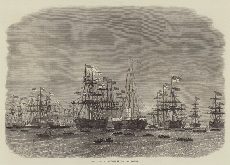 La flota de acorazados en el puerto de Portland de Edwin Weedon