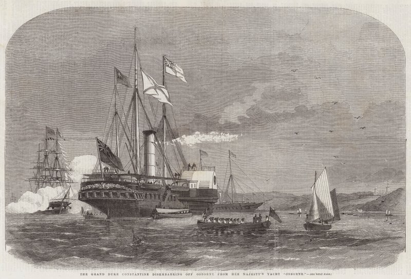 El Gran Duque Constantino desembarcando de Osborne desde el yate de Su Majestad Osborne de Edwin Weedon