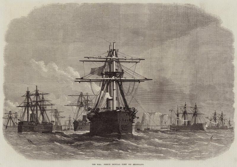 La guerra, flota acorazada francesa frente a Heligoland de Edwin Weedon