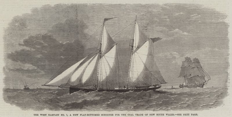 El West Hartley No 1, un Nuevo Goleta de Fondo Plano para el Comercio de Carbón de Nueva Gales del Sur de Edwin Weedon