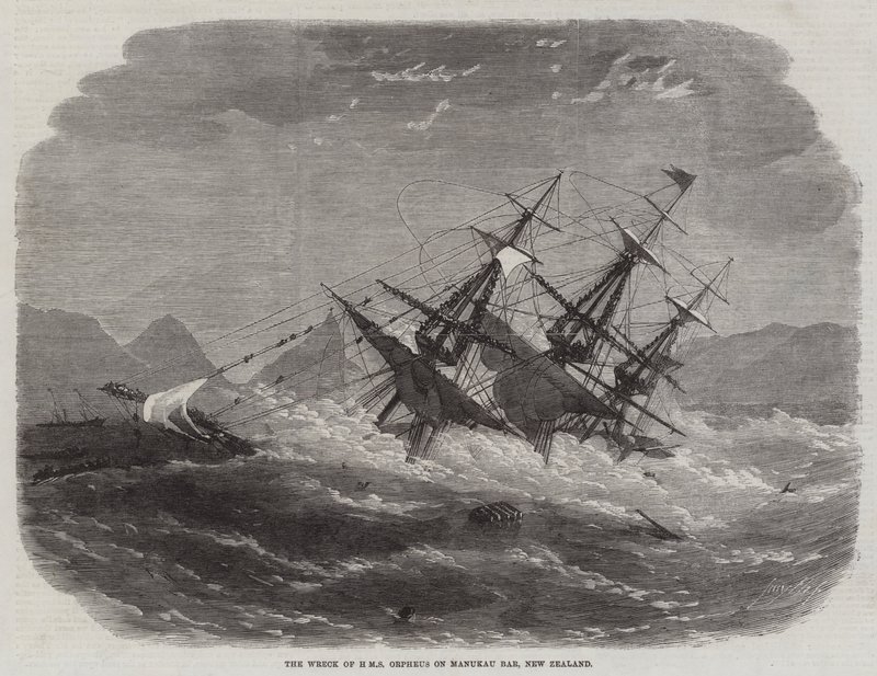 El Naufragio del HMS Orpheus en Manukau Bar, Nueva Zelanda de Edwin Weedon