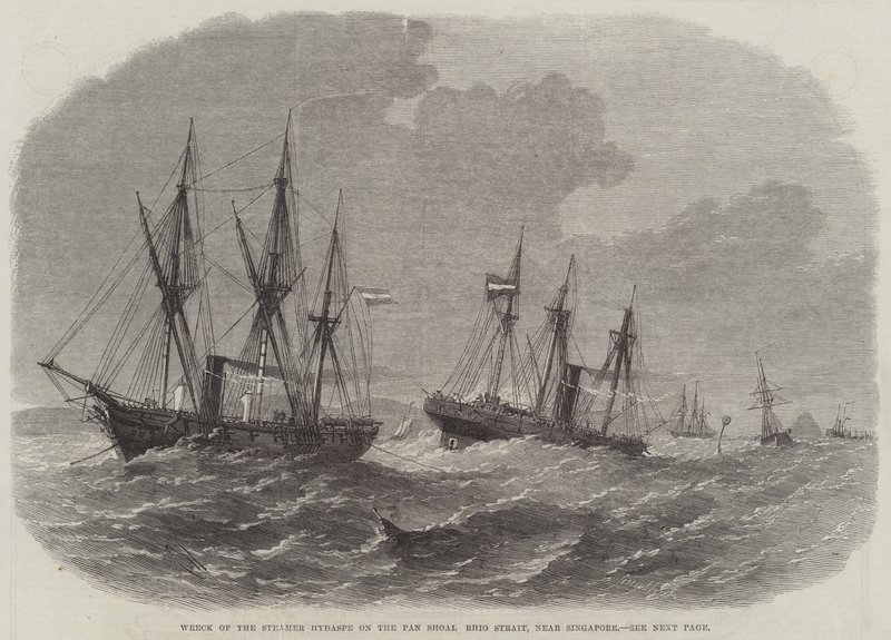 Naufragio del Vapor Hydaspe en el Banco Pan Shoal, Estrecho de Rhio, cerca de Singapur de Edwin Weedon