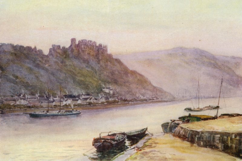 El Rin: Rheinfels y St Goar (litografía en color) de Effie Jardine