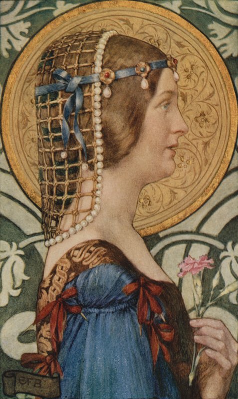 Si uno pudiera tener esa cabecita suya pintada sobre un fondo de oro pálido (litografía en color) de Eleanor Fortescue Brickdale