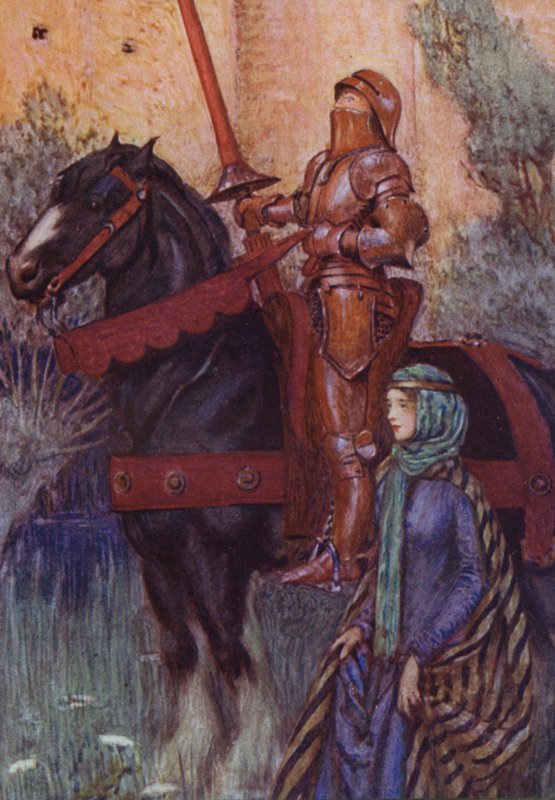 Ilustración de Idilios del Rey de Alfred Lord Tennyson (litografía en color) de Eleanor Fortescue Brickdale