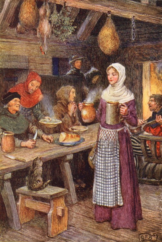 Ilustración para The Gathering of Brother Hilarius de Michael Fairless (litografía en color) de Eleanor Fortescue Brickdale