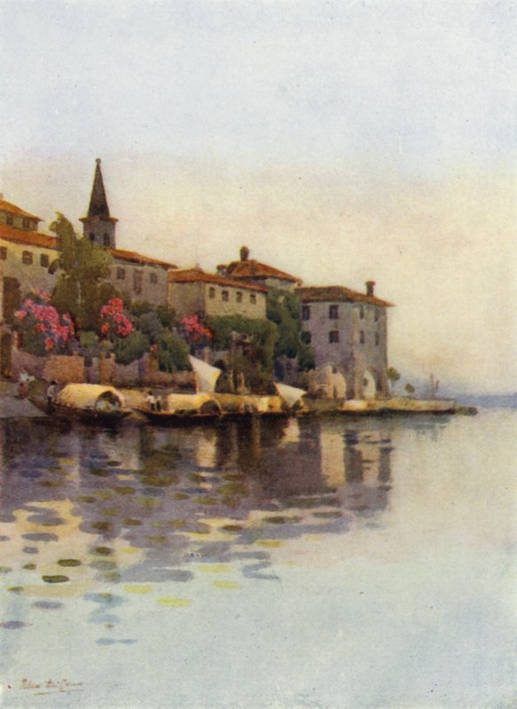 Una mañana gris, Lago Maggiore (litografía en color) de Ella Du Cane