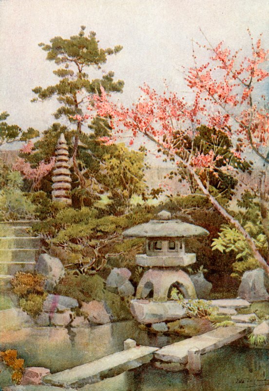 Un viejo jardín (litografía en color) de Ella Du Cane