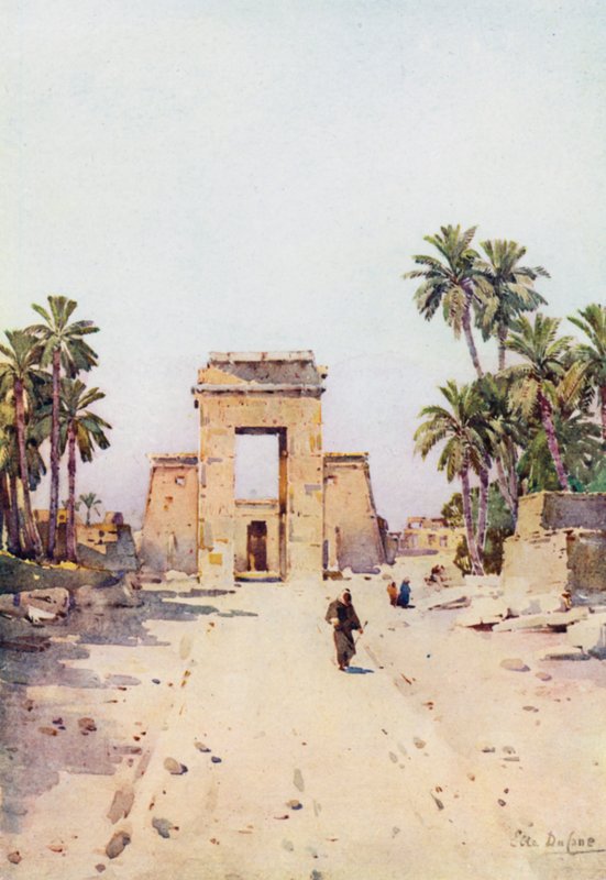 La puerta de Euergetes, Karnak (litografía en color) de Ella Du Cane