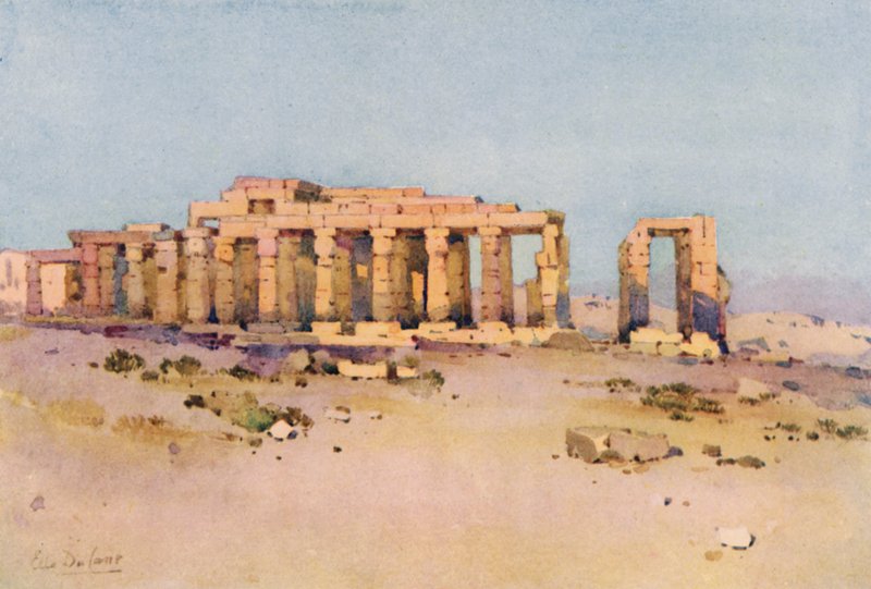 El Ramesseum (litografía en color) de Ella Du Cane