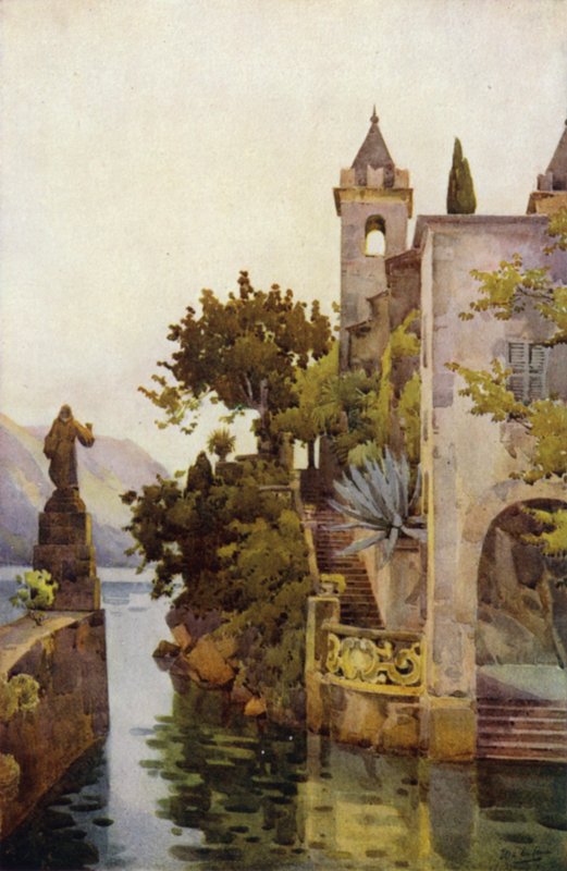 Villa Arconati, Lago de Como (litografía en color) de Ella Du Cane