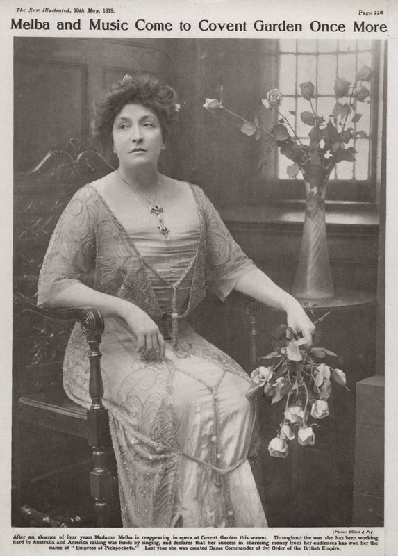 Dame Nellie Melba, cantante de ópera australiana (foto en blanco y negro) de Elliott and Fry Photography Studio