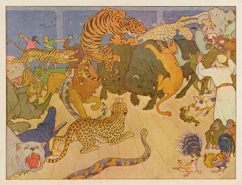Arca de Noé: relaciones tensas (litografía en color) de Elmer Boyd Smith