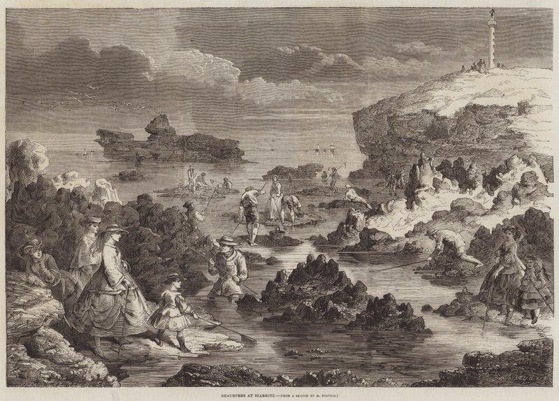 Recolectores de camarones en Biarritz de Emile Antoine Bayard