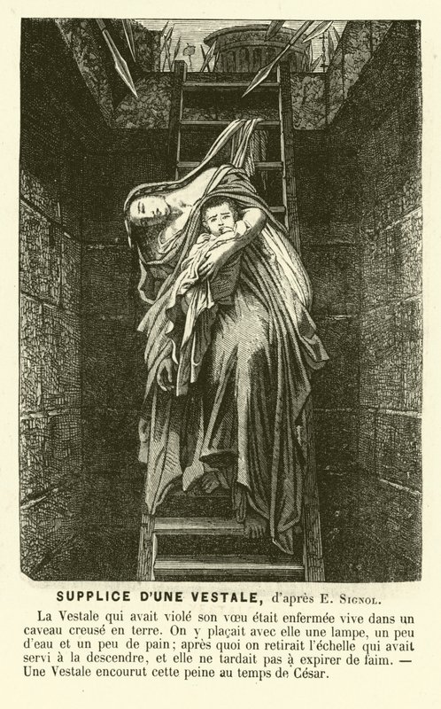 Ejecución de una Virgen Vestal por romper su voto de castidad, antigua Roma de Emile (after) Signol