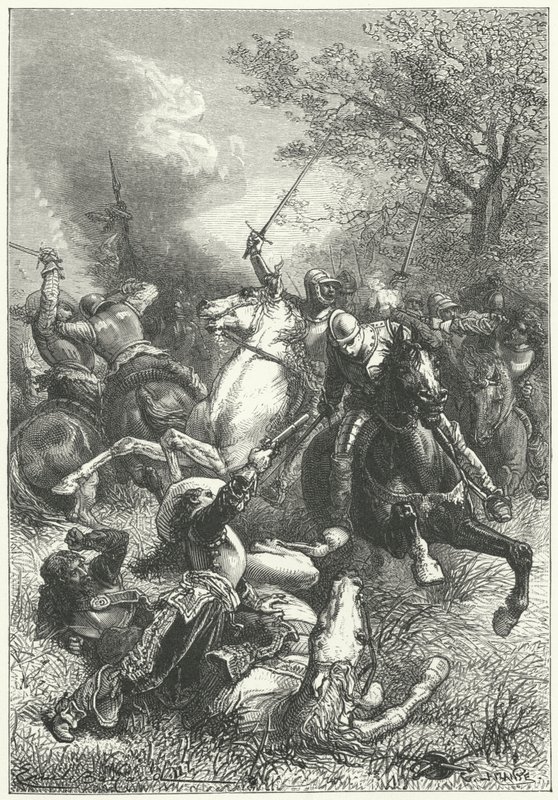 Los Ironsides de Cromwell luchando contra la caballería realista en la Guerra Civil Inglesa de Emile Antoine (after) Bayard