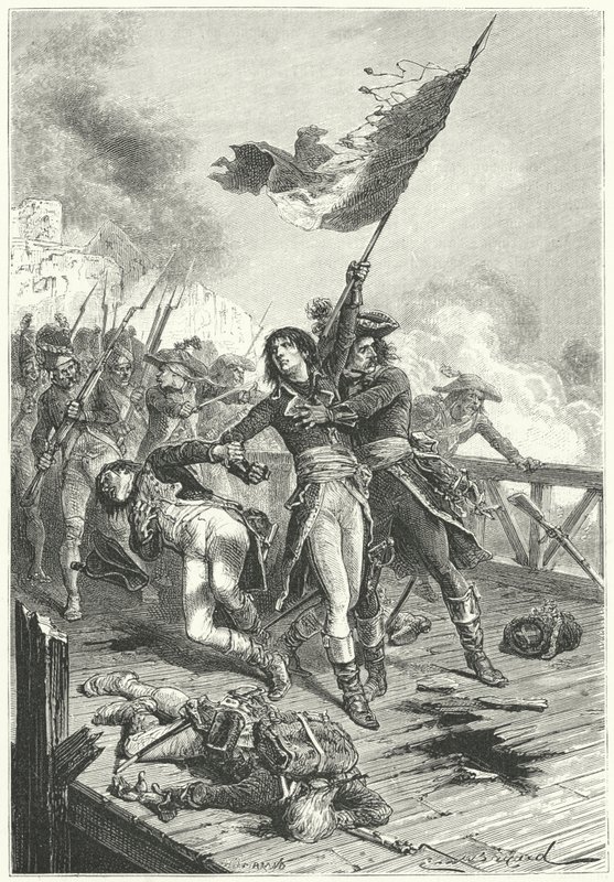 Napoleón Bonaparte en el puente de Arcole de Emile Antoine (after) Bayard
