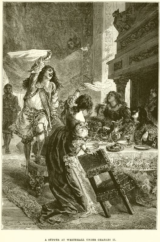 Una cena en Whitehall bajo Carlos II de Emile Antoine Bayard
