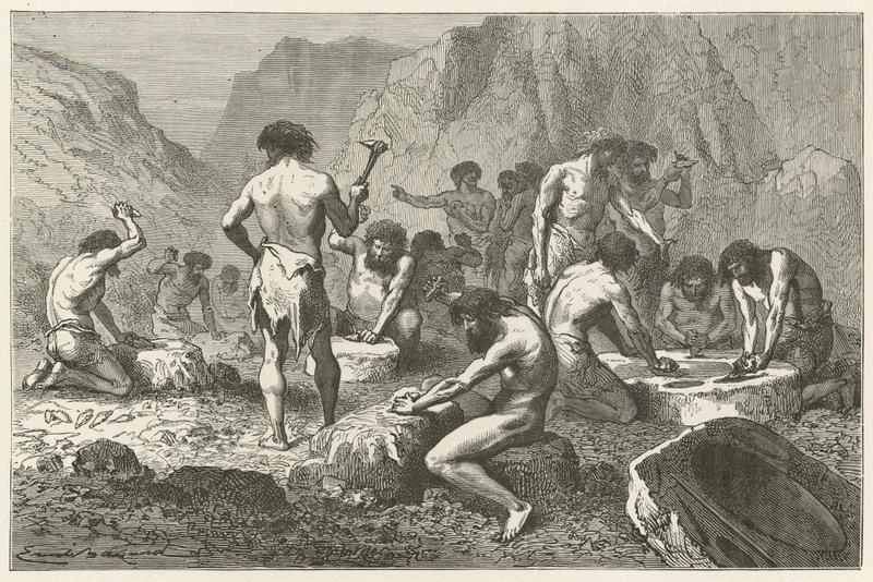 El primer taller de la industria humana, o el taller de fabricación y pulido de sílex en Pressigny de Emile Antoine Bayard
