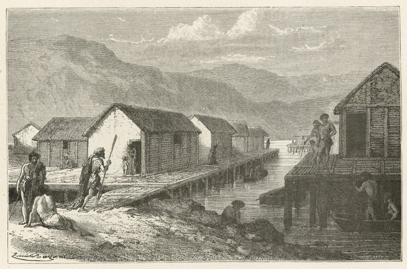 Un pueblo lacustre de Suiza en la época del bronce de Emile Antoine Bayard