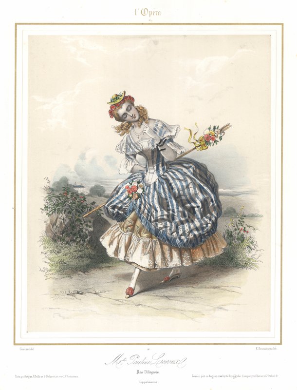 La bailarina de ballet francesa Pauline Leroux bailando en la Ópera de París, c1840 de Emile Desmaisons