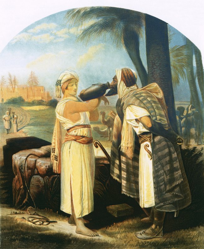 Rebeca da de beber al sirviente de Emile Jean Horace Vernet