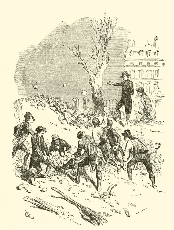 Bonaparte y sus compañeros de escuela en formación marcial simulada, Escuela de Brienne de English School