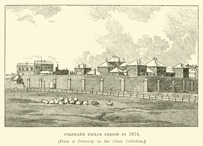Prisión de Coldbath Fields en 1814 de English School