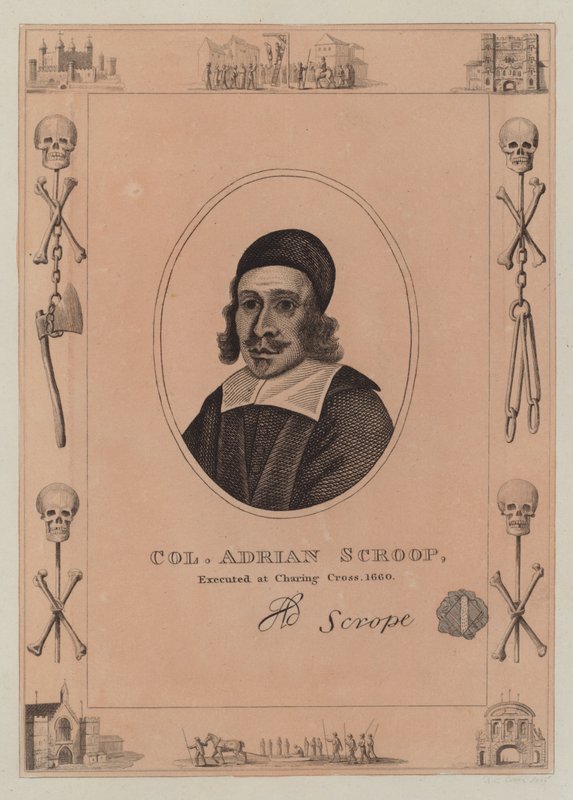 Coronel Adrian Scroop, ejecutado en Charing Cross, 1660 de English School