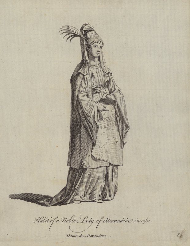 Hábito de una dama noble de Alejandría en 1581 de English School