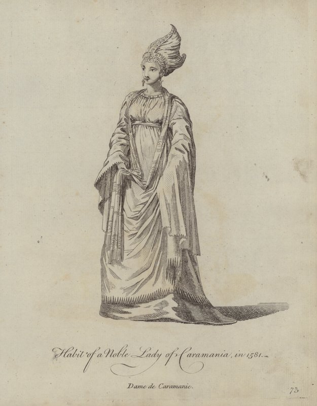Hábito de una dama noble de Caramania en 1581 de English School