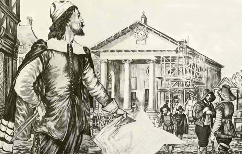 Inigo Jones diseñando la iglesia de St Paul, Covent Garden de English School