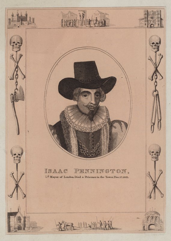 Isaac Pennington, alcalde de Londres, fallecido prisionero en la Torre, 17 de diciembre de 1661 de English School