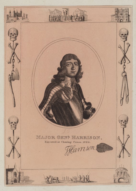 Mayor General Harrison, ejecutado en Charing Cross, 1660 de English School
