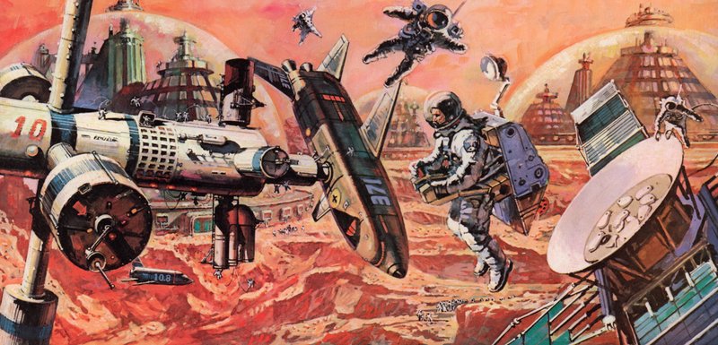Marte, colonizado por el hombre, como se imaginaba en los años 1980 de English School