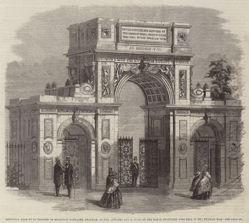 Arco conmemorativo a erigir en Brompton Barracks, Chatham, para los Oficiales e Ingenieros Reales que cayeron en la Guerra Rusa de English School