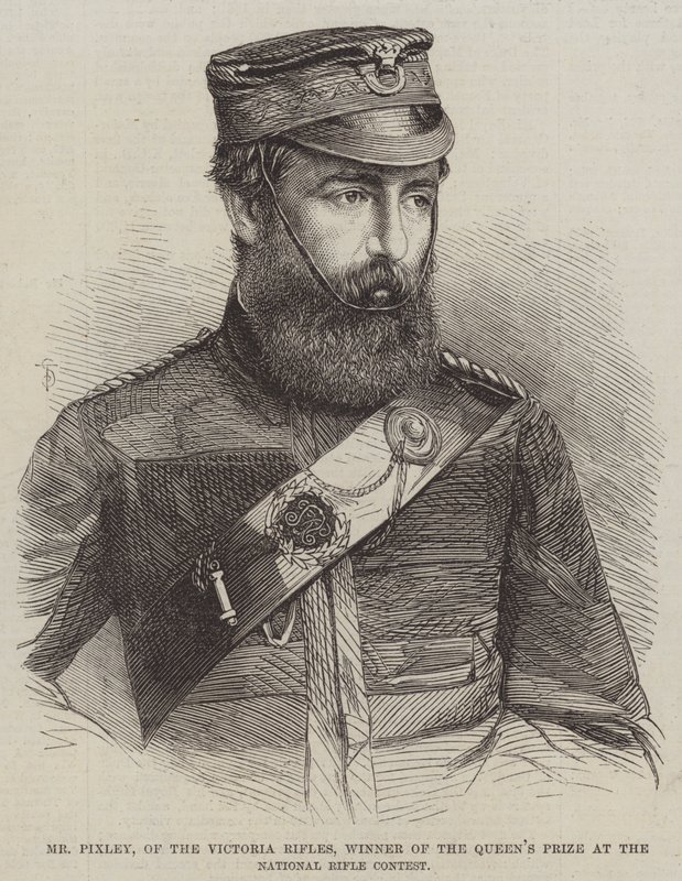 Sr. Pixley, de los Rifles Victoria, ganador del Premio de la Reina en el Concurso Nacional de Tiro de English School