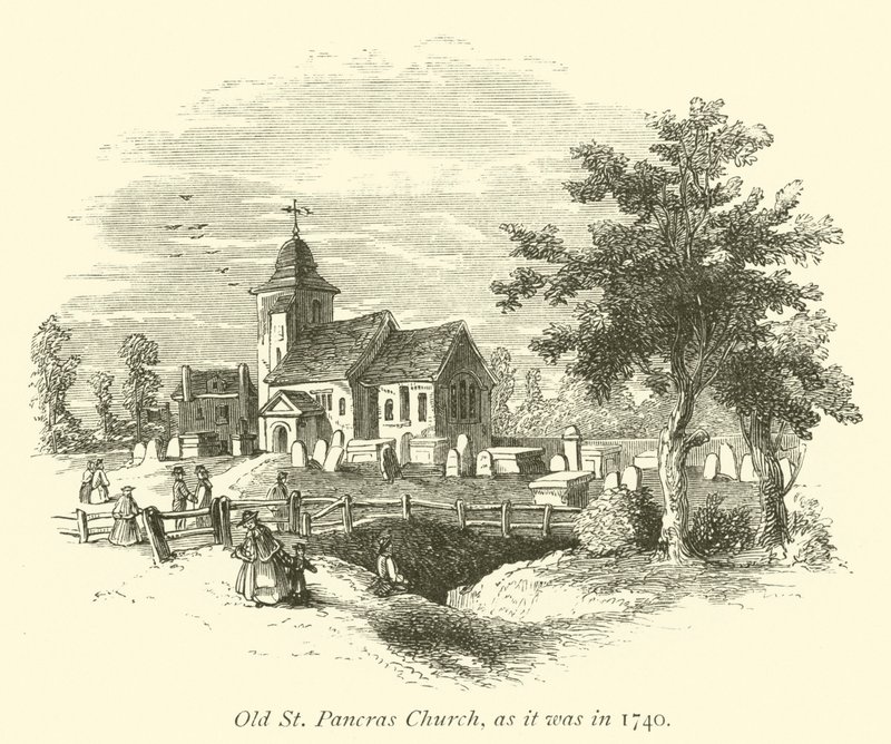 Iglesia de San Pancracio Viejo, como era en 1740 de English School