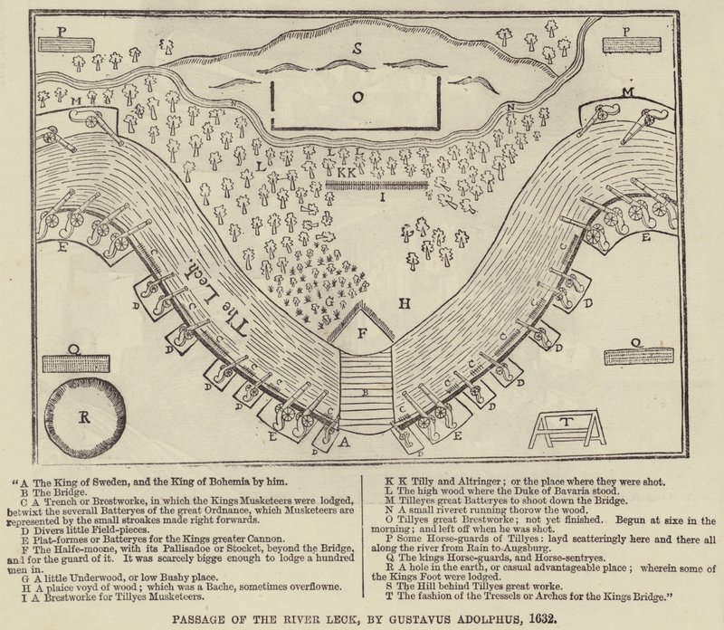 Paso del Río Leck, por Gustavo Adolfo, 1632 de English School