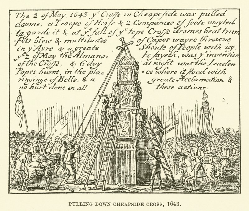 Derribando la Cruz de Cheapside, 1643 de English School
