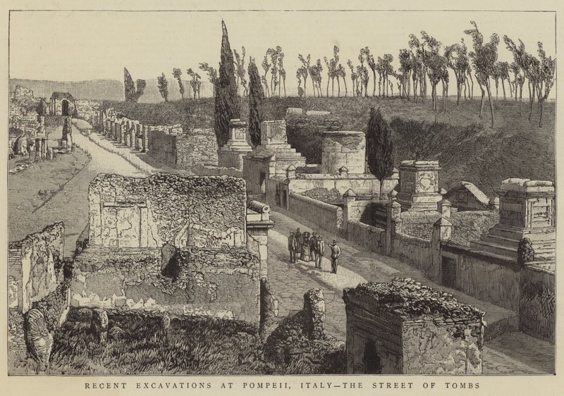 Excavaciones recientes en Pompeya, Italia, la Calle de las Tumbas de English School