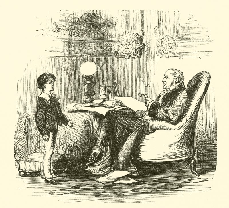 Robert Peel, en práctica oratoria con su padre de English School