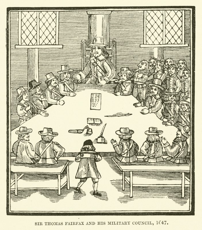 Sir Thomas Fairfax y su consejo militar, 1647 de English School