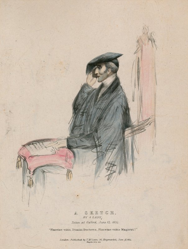 El Duque de Wellington, un boceto de una dama, tomado en Oxford el 13 de junio de 1834 de English School