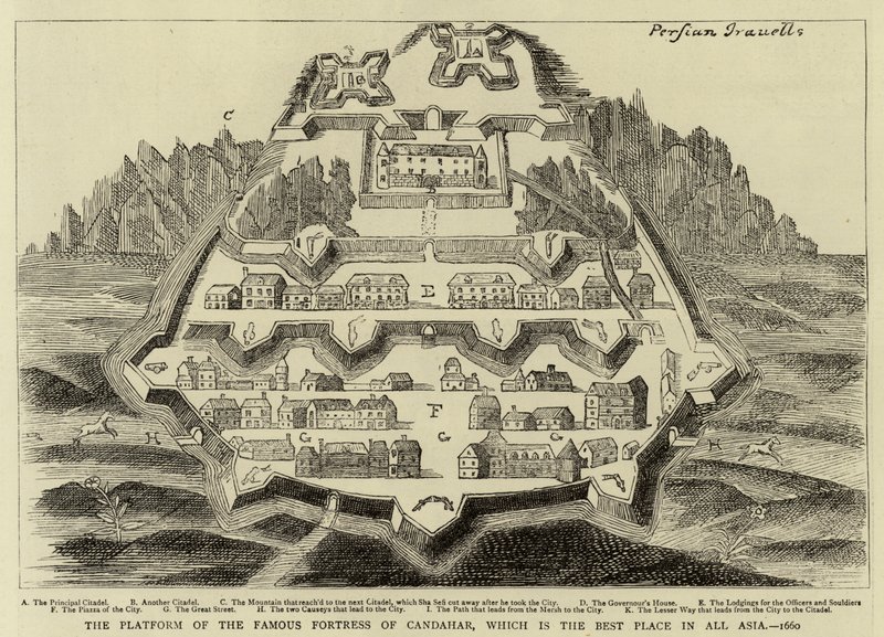 La plataforma de la famosa fortaleza de Candahar, que es el mejor lugar de toda Asia, 1660 de English School