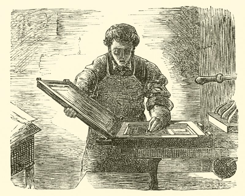 El reverendo William Davy como su propio impresor de English School